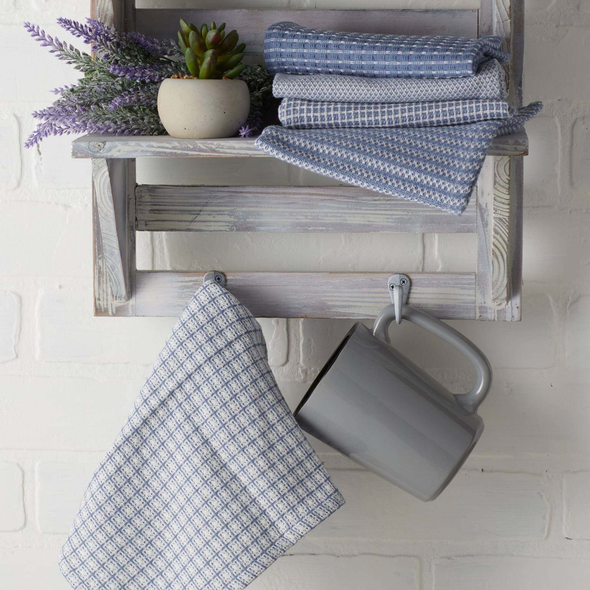 DII® Stonewash Mixed Pattern Blue Dishcloths, 5ct.